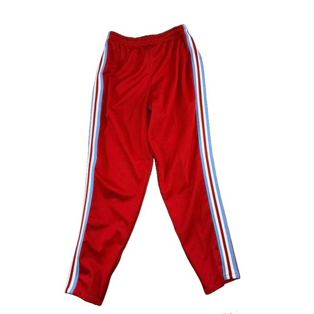 Vintage Dehen Red Side Stripe Track Athletic Pants Sz L USA Made, Cheer Preppy